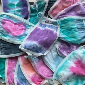 6 cotton face masks. tie dyed.